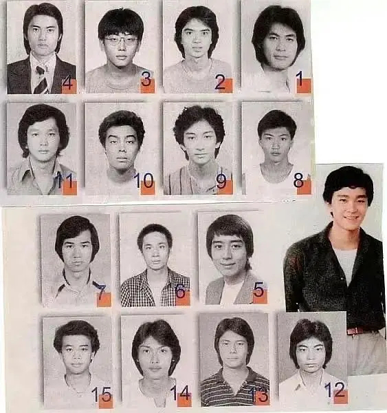 香港男星在TVB训练班时拍摄的证件照，好多都认不出来了，那时候的男生看起来都好成