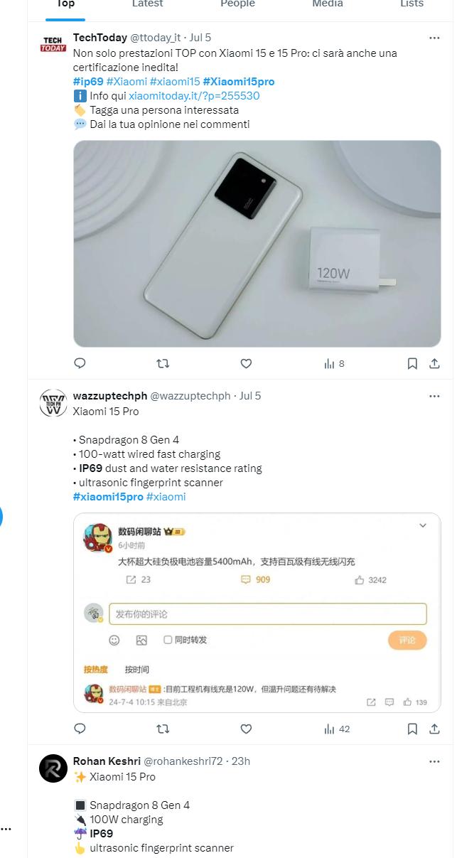 小米15Pro系列将会升级为IP69级防尘防水，这个不是空穴来风，国外很多媒体都