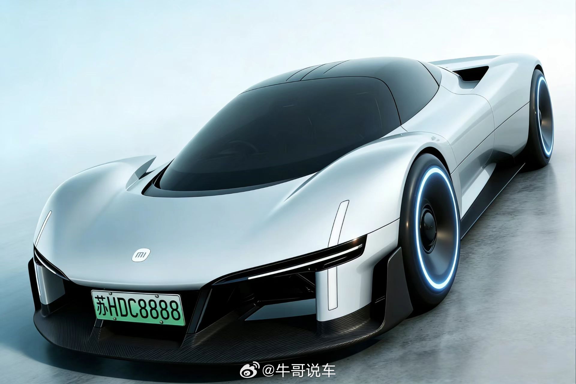 这可能是小米超跑上完牌后的样子小米汽车预告图