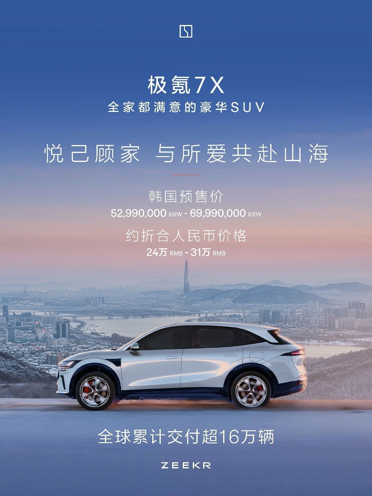 极氪 预售价5,299万韩元起极氪7X在韩国9家门店开启预售而特斯拉model 