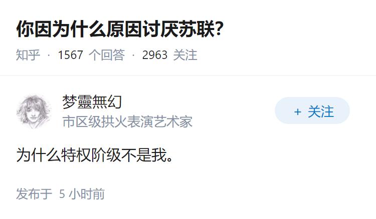 你因为什么原因讨厌苏联？