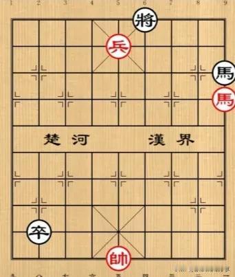 双方各剩一马一兵，哪方能够获胜？好多棋友都想错了！
如图所示，红先行。
有兴趣不