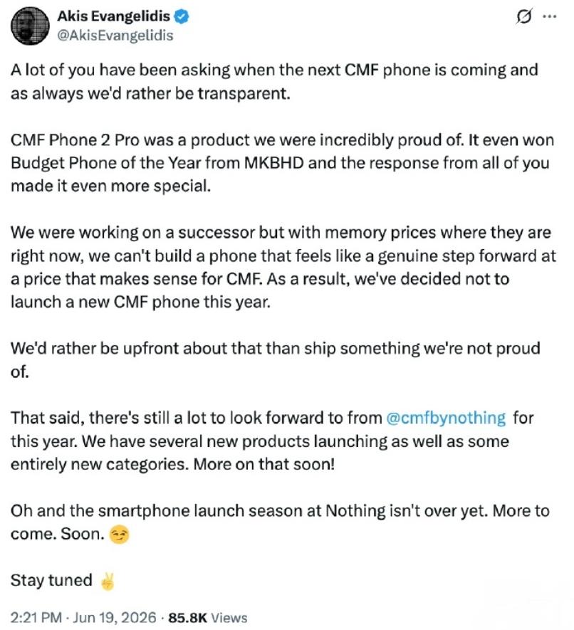 这事儿说出来有点荒诞，但又是今年供应链最真实的一面——Nothing 联合创始人