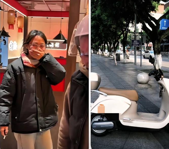 真被暖到！四川女孩电瓶被偷，老板直接送新车！
 
四川一火锅店女孩，下班发现电动