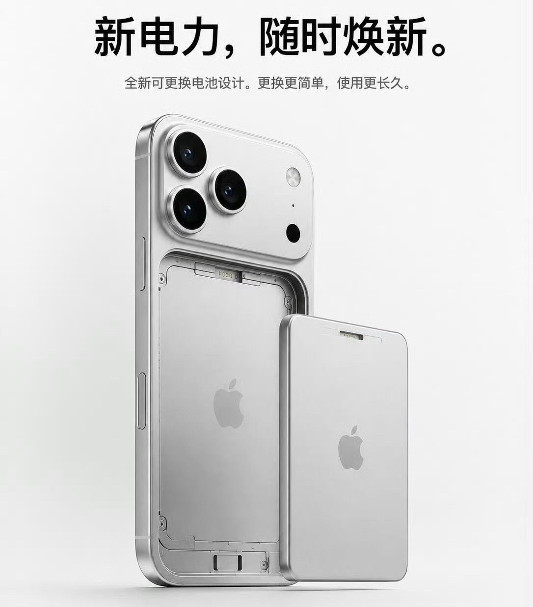 刷到这张网友做的图，你支持 iPhone出一款可更换电池吗？[哆啦A梦吃惊] ​