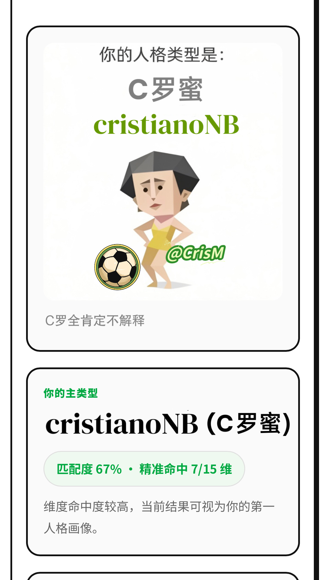 为什么我的SBTI测出来是C罗蜜!!!C罗蜜不知道是不是首发但震撼