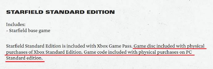 【B社表明《》实体光盘仅在Xbox实体标准版中提供】B社官网现已更新有关《星空》