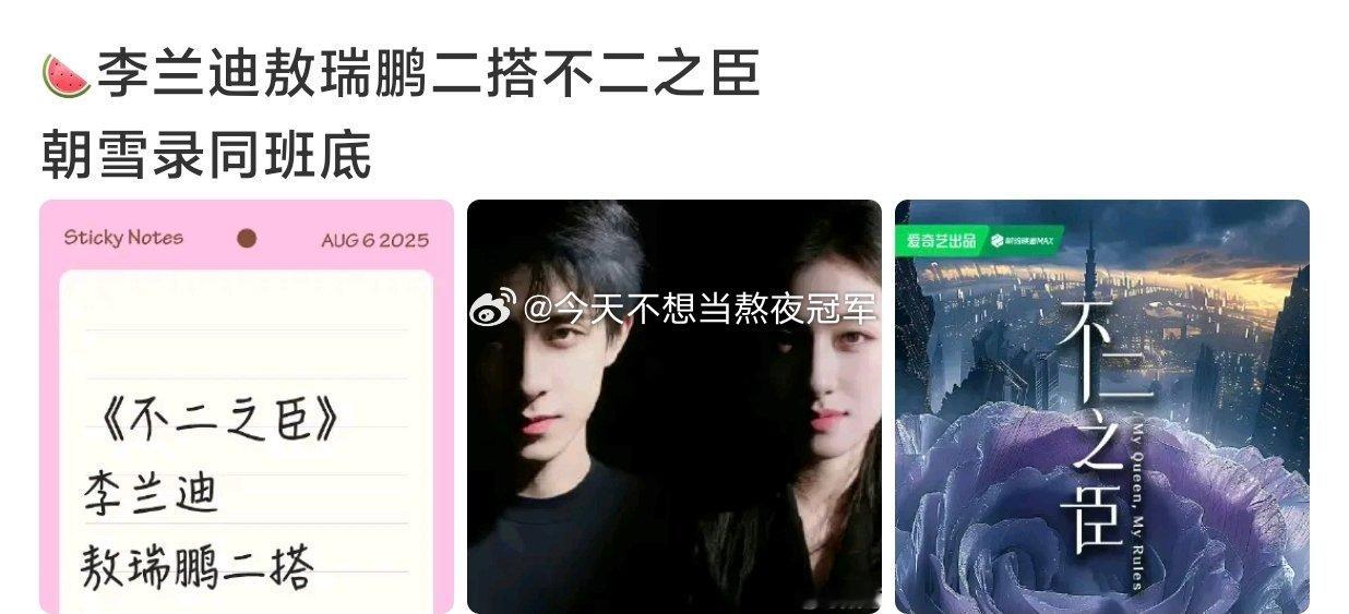 🍉🍉李兰迪、敖瑞鹏 二搭现偶《不二之臣》和《朝雪录》同班底，这算破万红利嘛？