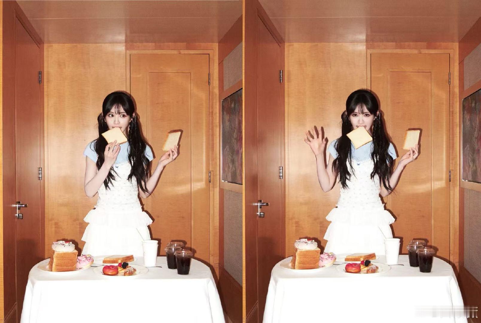 田曦薇敷黄瓜面膜田曦薇咬吐司照  好可爱呀！！  田曦薇