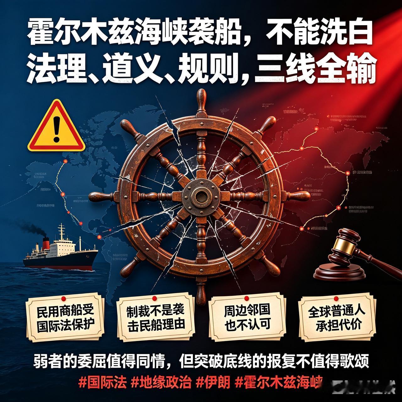 别再替伊朗洗白！霍尔木兹海峡袭船，法理道义全输，没有任何正当性

很多人喜欢一句