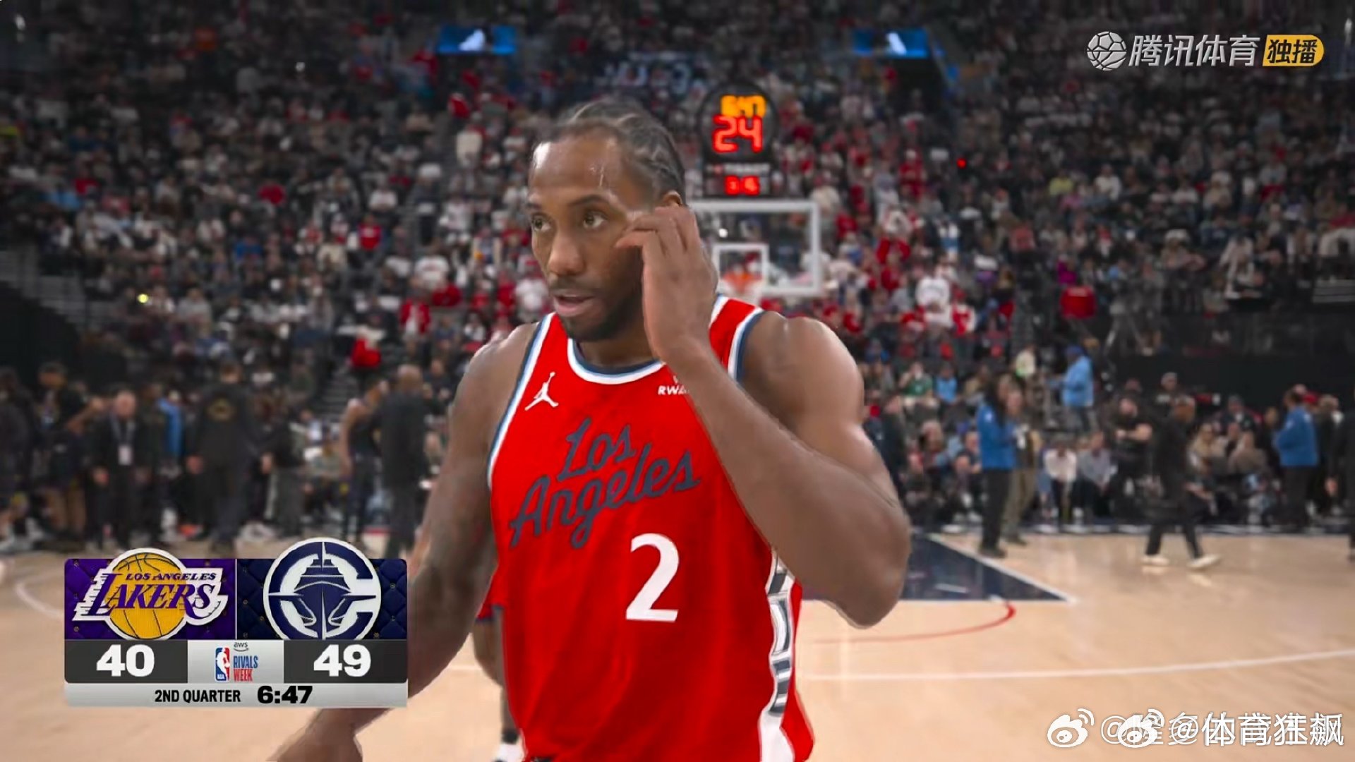 40-49落后快船，进入暂停快船命中率高达61%湖人vs快船  cr：隆多的战术