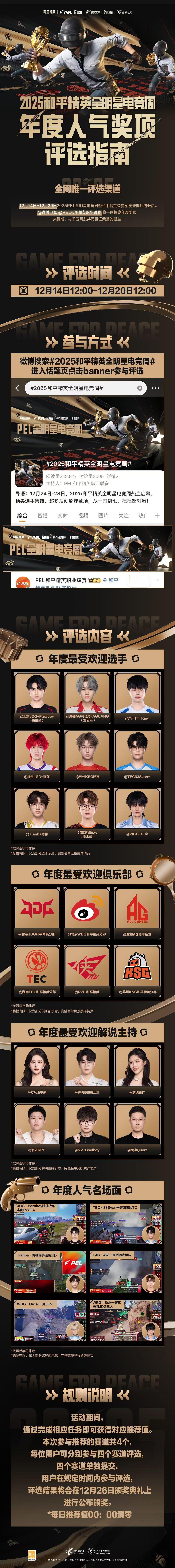 2025PEL全明星投票 这是属于全体玩家的庆典，每一票都意义非凡！快来为你支持