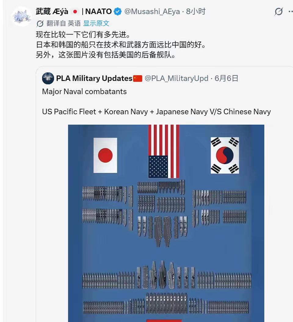 日本军事博主武藏认为，日本和韩国的战舰，在技术和武器方面远比中国的好。

他的说