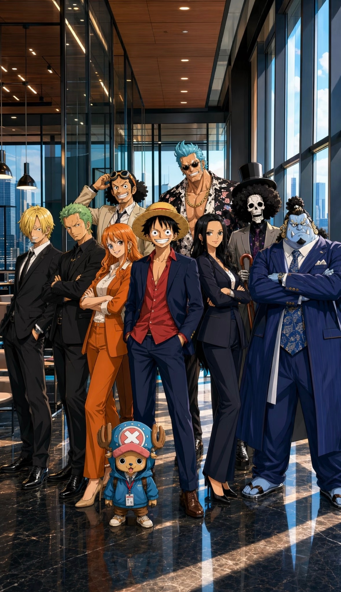 当海贼王全船去上班会是一番什么样的广景你觉得他们中谁最帅呢！动漫点评团海贼王动漫