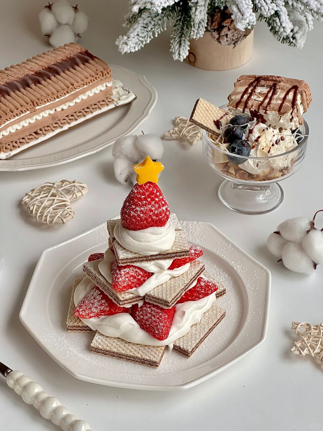 圣诞限定🎄｜草莓奶油威化圣诞树🎄