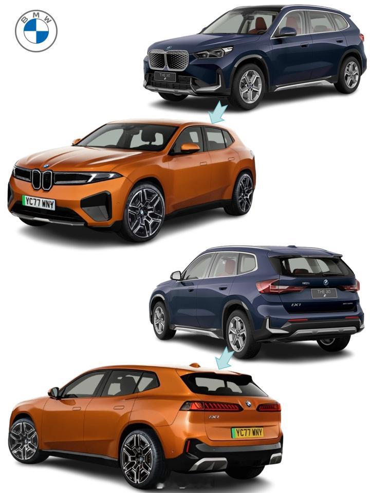 新老宝马iX1对比 现款宝马iX1 & 下一代iX1 (渲染图) 对比，大家更喜