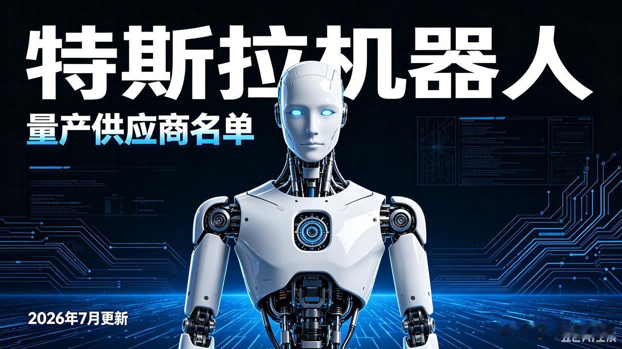 实锤！特斯拉optimus量产供应商全名单
 
数据截至2026年7月，全部为产