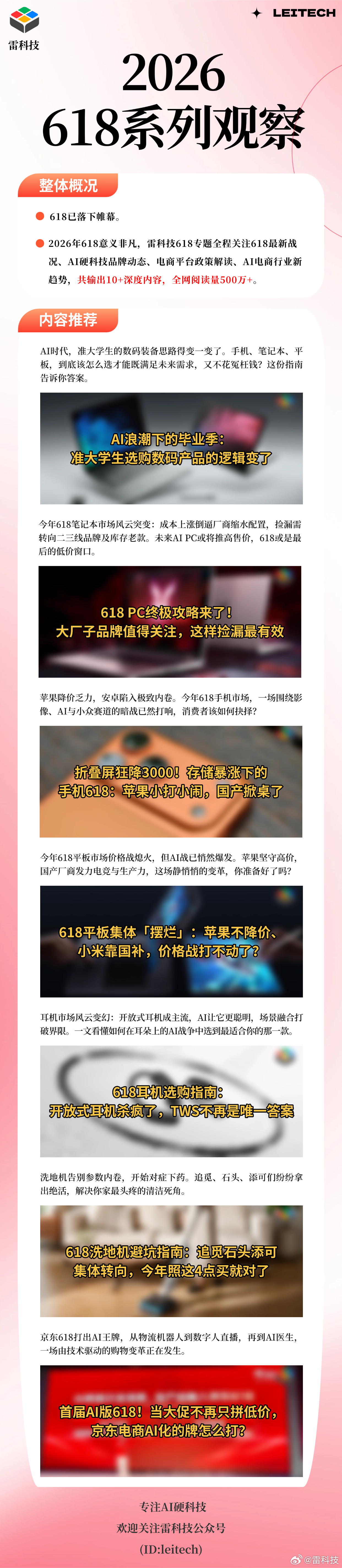 618已落下帷幕。2026年618意义非凡，雷科技618专题全程关注618最新战