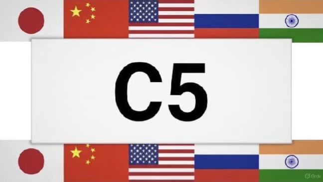 特朗普计划组建“C5”组织，挺有意思的。中俄是一伙的，美日是一伙的，印度目前客观