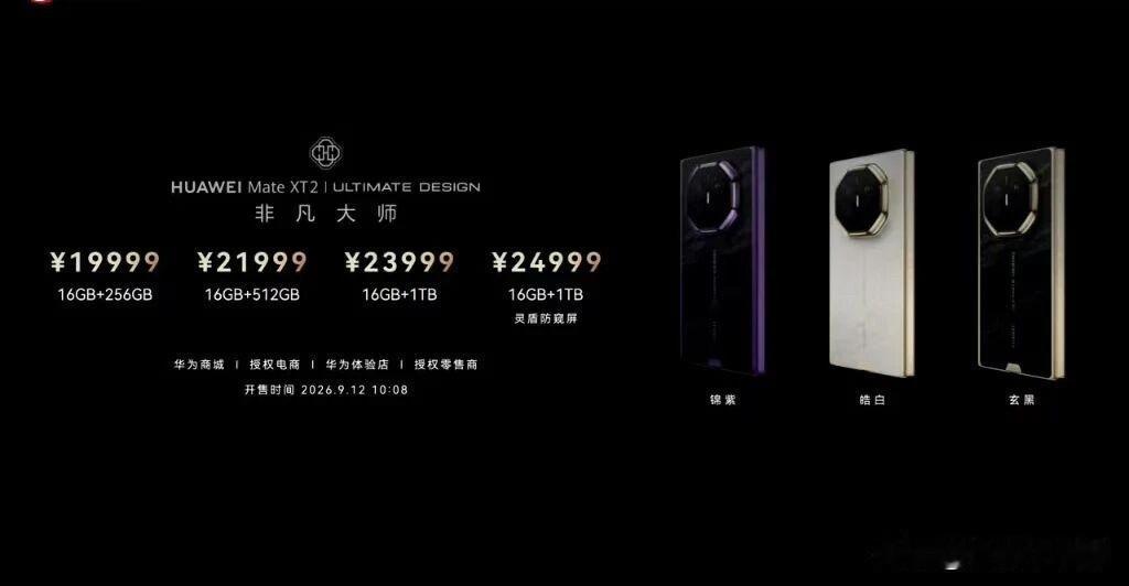 XT 2非凡大师三折叠手机￼￼￼。

新机首发麒麟9050 Pro芯片，这是全球