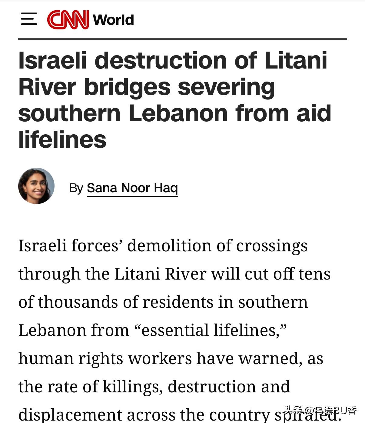 面对黎巴嫩真主党武装的不断挑衅，以方下了狠手，直接摧毁了利坦尼河上的几座桥梁与其