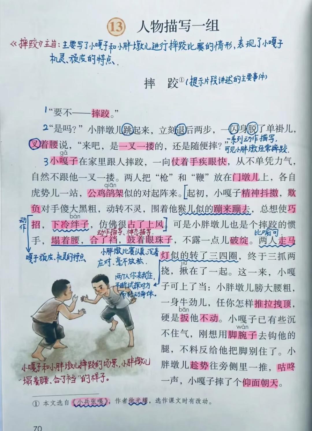 五年级下册语文，第五单元第13课《人物描写一组》课堂学习笔记，收藏预习复习