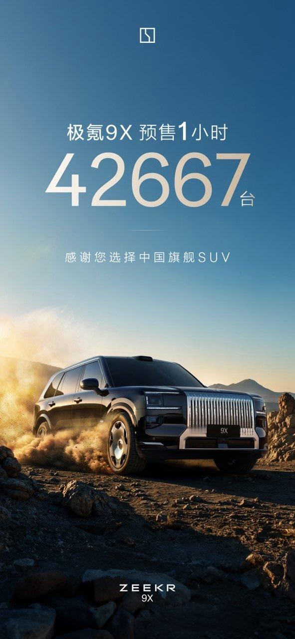 极氪9x 1小时订单量突破42667台，谁说这价格没人买的，真正有需求的都下单了