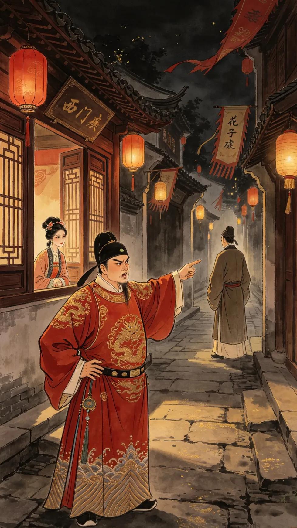 西门庆自己放着一屋子几个老婆还在外头宿情妇，反怪起花子虚来“偌大家室，老婆年青，
