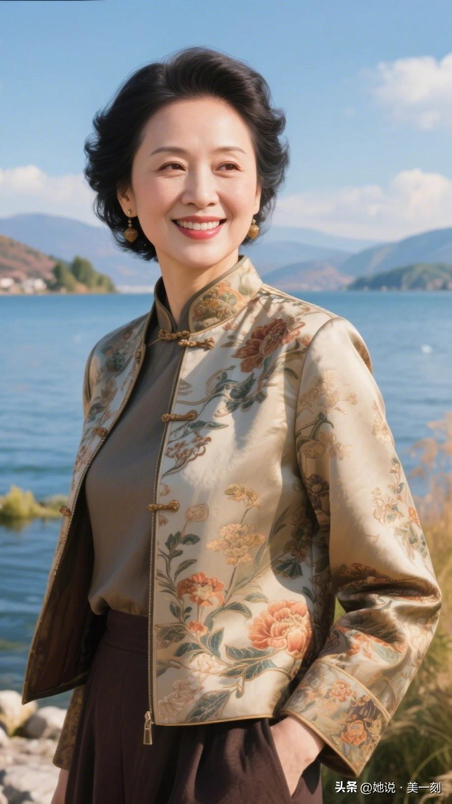 优雅旗袍与自然风光的完美融合，尽显东方韵味！🌸🌊50岁的年龄该怎么保养