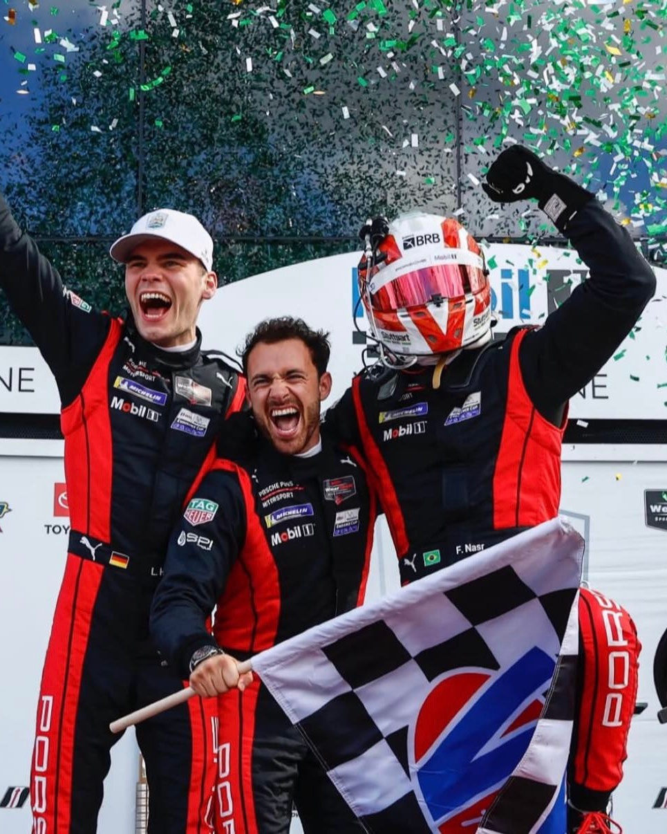 保时捷7号963戴通纳24小时耐力赛 冲线夺冠和颁奖照片安德劳尔、海因里希都是首