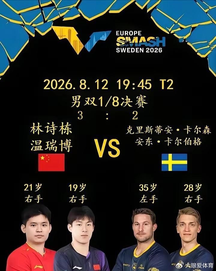 苦战五局，林诗栋/温瑞博双右手组合艰难过关，静待勒布伦兄弟！瑞典大满贯男双1/8