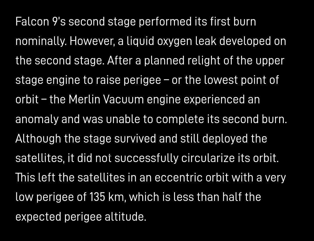 SpaceX发表声明，20颗星链G9-3卫星无法挽救，将再入大气层烧毁，并确认发