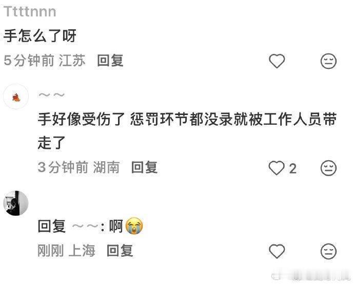 曝丁程鑫手受伤了疑似丁程鑫手拉伤了有网友曝丁程鑫没录制完就走了，有网友称是手受伤