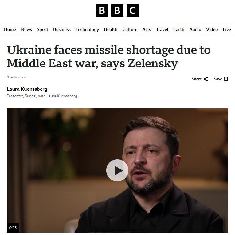 英国广播公司（BBC）发表了一篇文章，文中再次引述乌克兰总统泽连斯基对美国及其盟