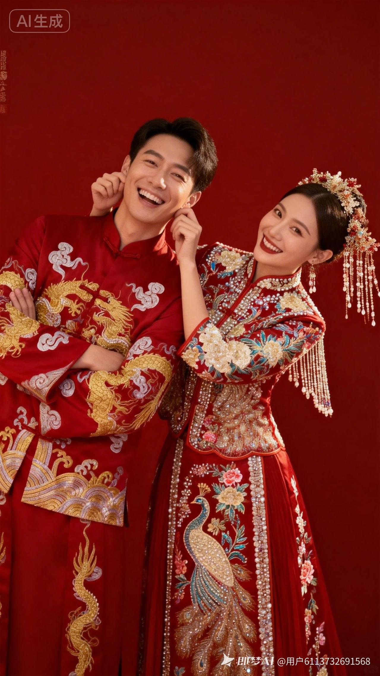 💍💕 喜庆的中国风婚纱照，红红火火的新婚日子！🌹💐🌺