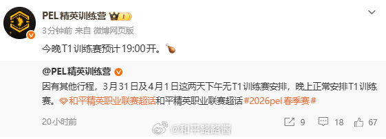 今天晚上有训练赛哦2026pel春季赛 2026pel