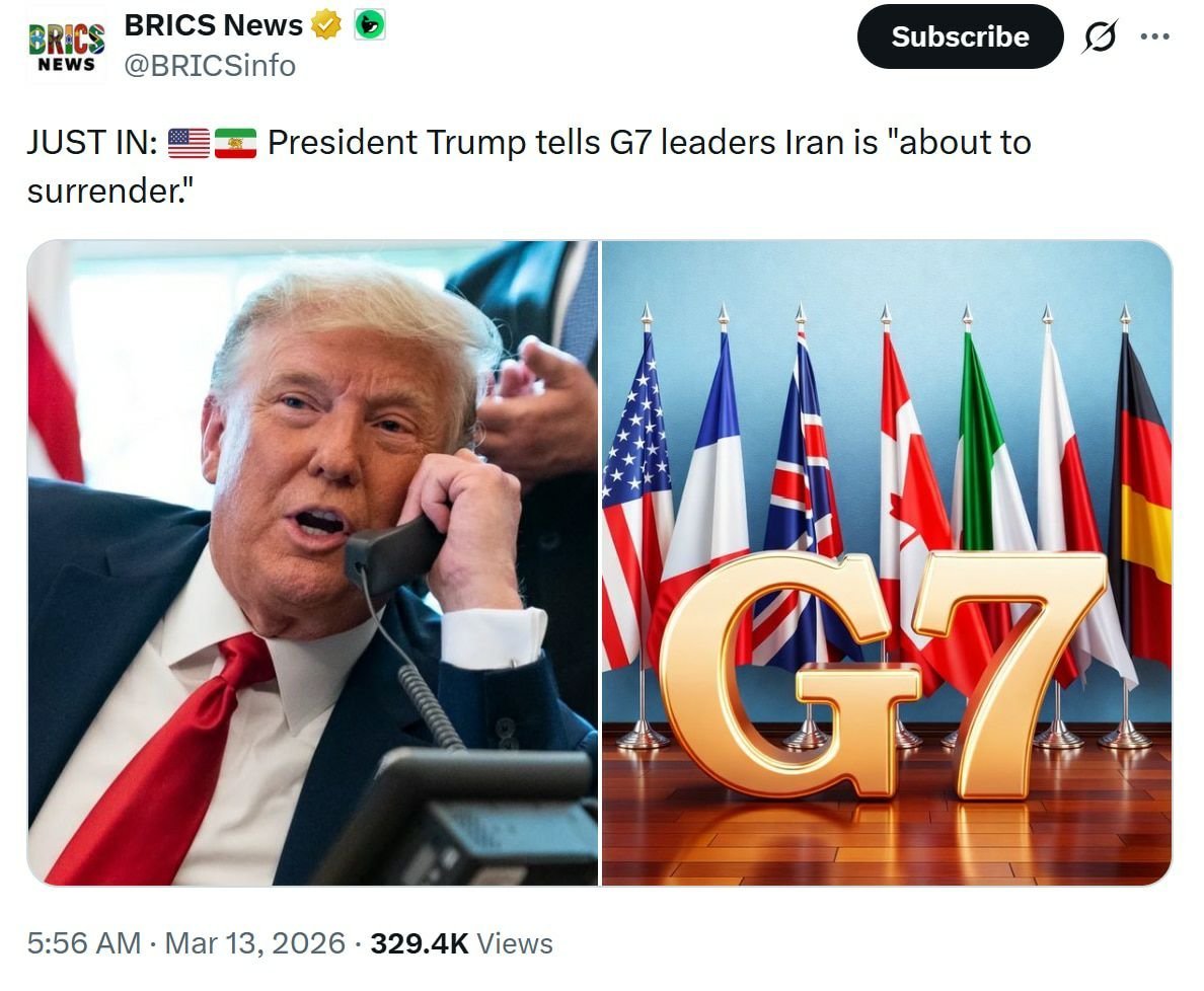 3月13日26，💥美国总统川普 ：“失败的纽约时报认为我们没有取得胜利。”“他