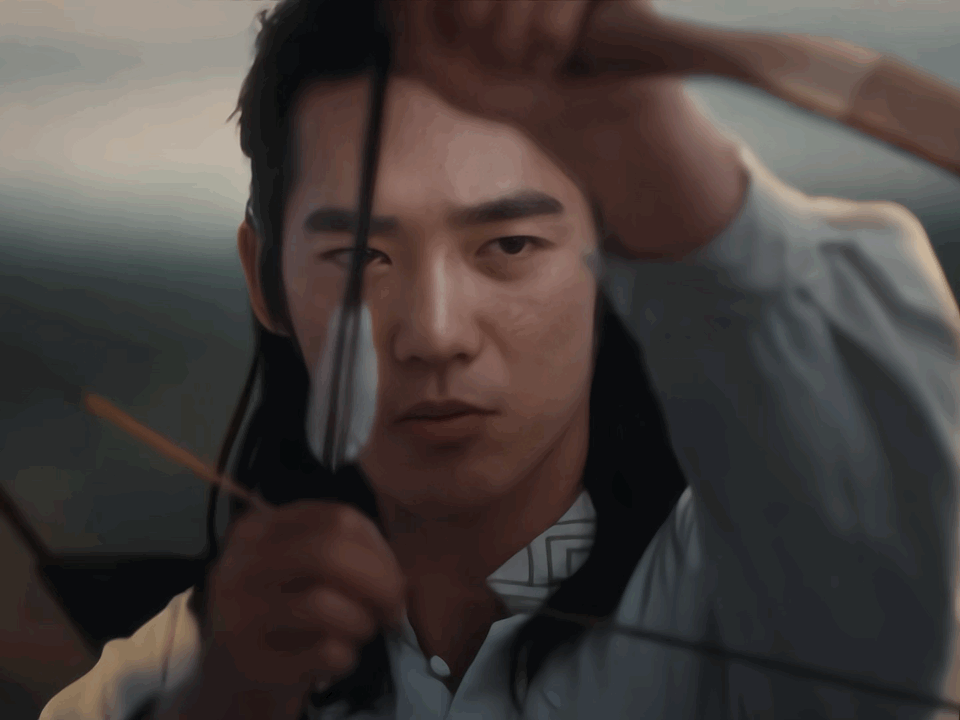 于适这两个镜头很有弯弓射大雕，郭靖的风采，最后一幕短发的巴太走出来好迷人，我的心