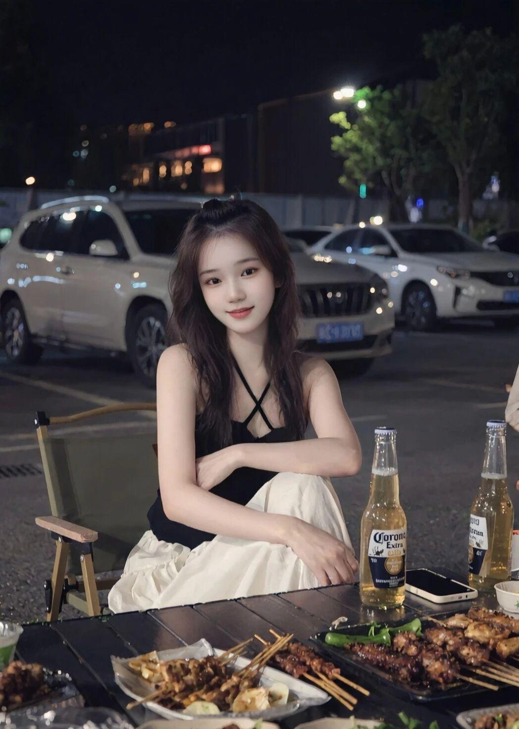 夏天  街边  烧烤配啤酒，日子越吃越有…