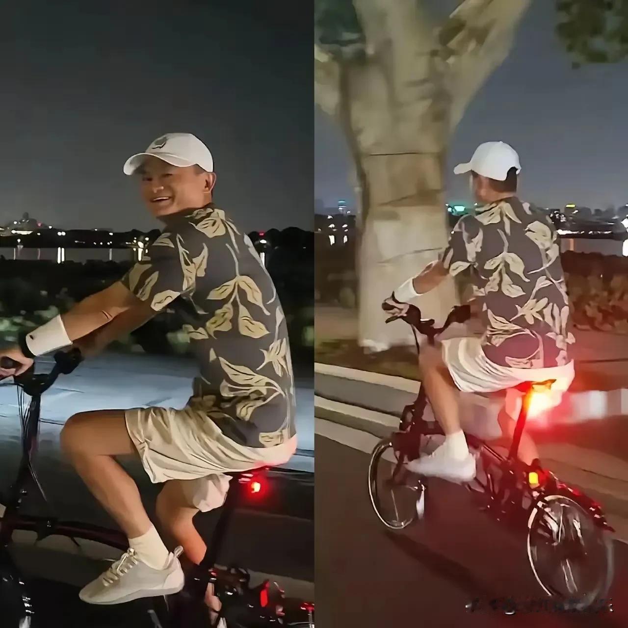 马云夜骑西湖，他身上装备不便宜，我看上她都折叠自行车，好家伙要一万八。

人家一