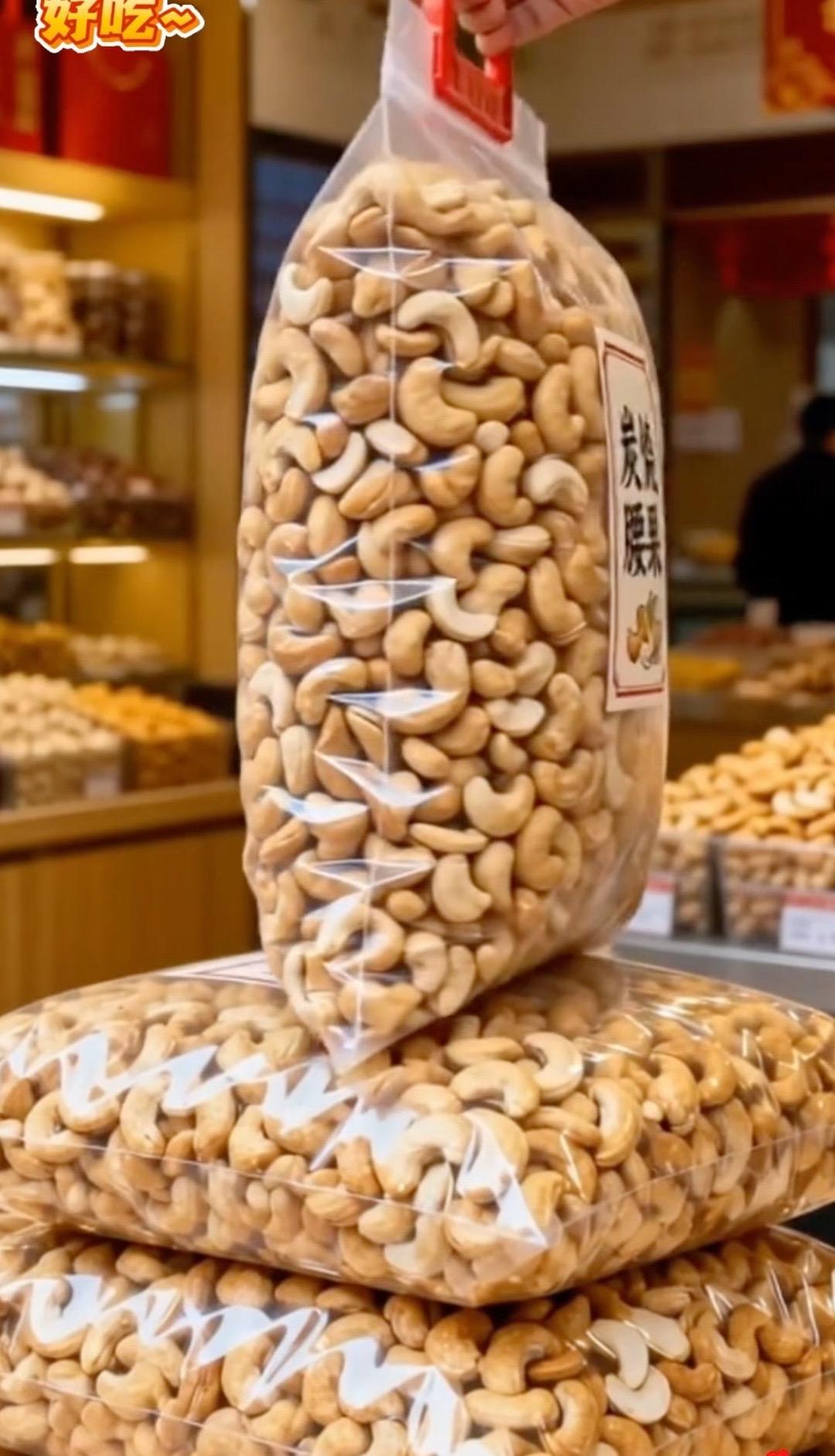 宝子们，炭烧腰果这香味直接封神 薄壳轻轻一剥就掉，果仁金黄饱满超实在...