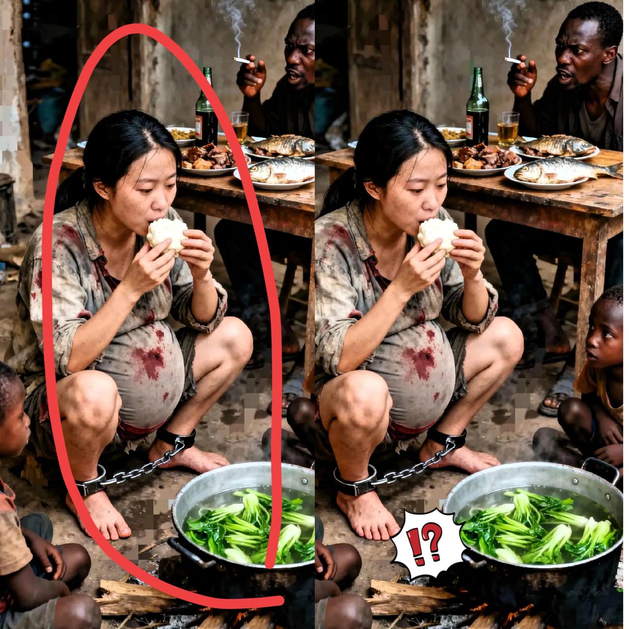 凌晨刷到的画面，
我盯着屏幕手都发颤。
怀孕的中国姑娘蹲在泥地上啃干馒头，
手和