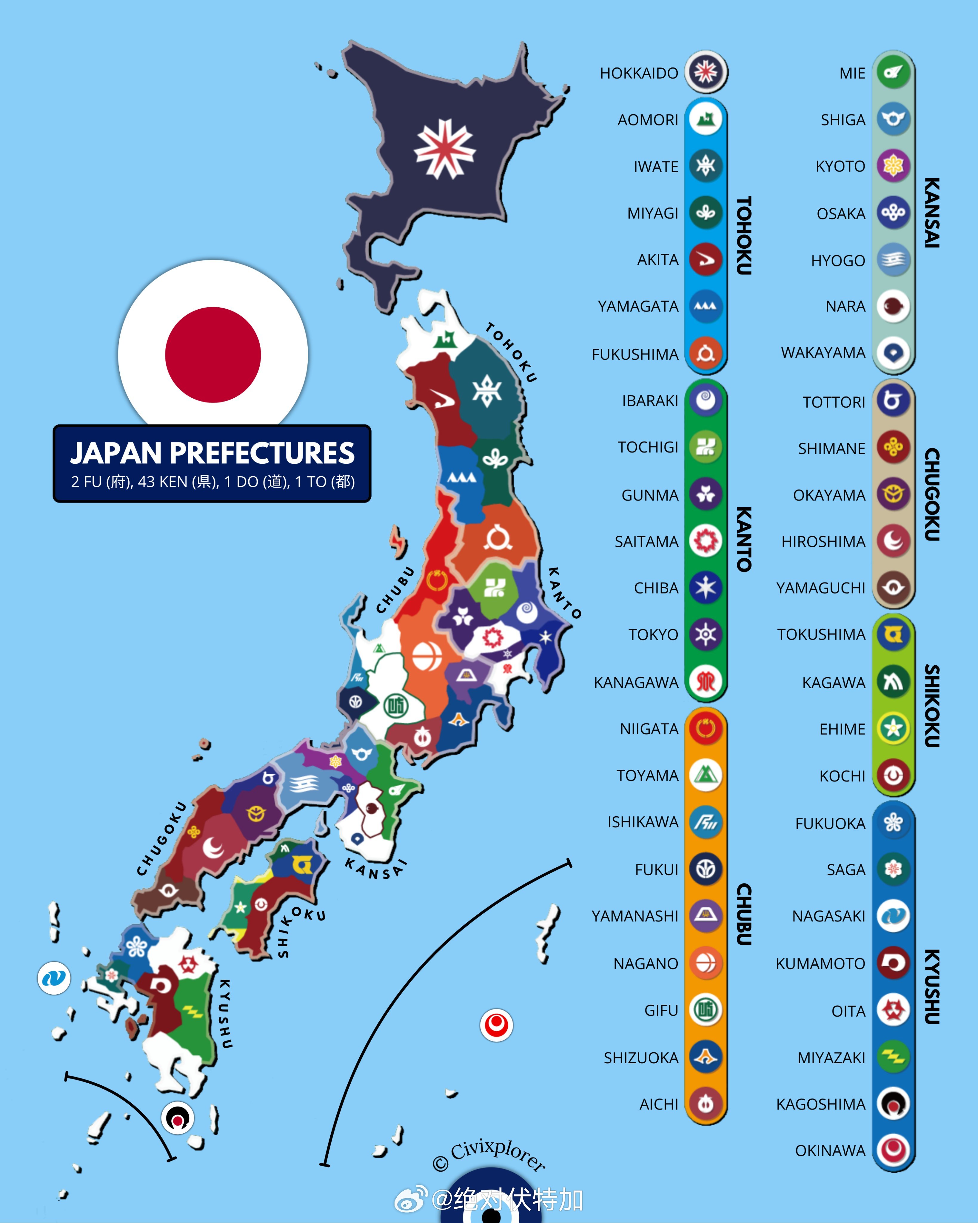 日本各都道府县的纹章日本家徽logo世界地理