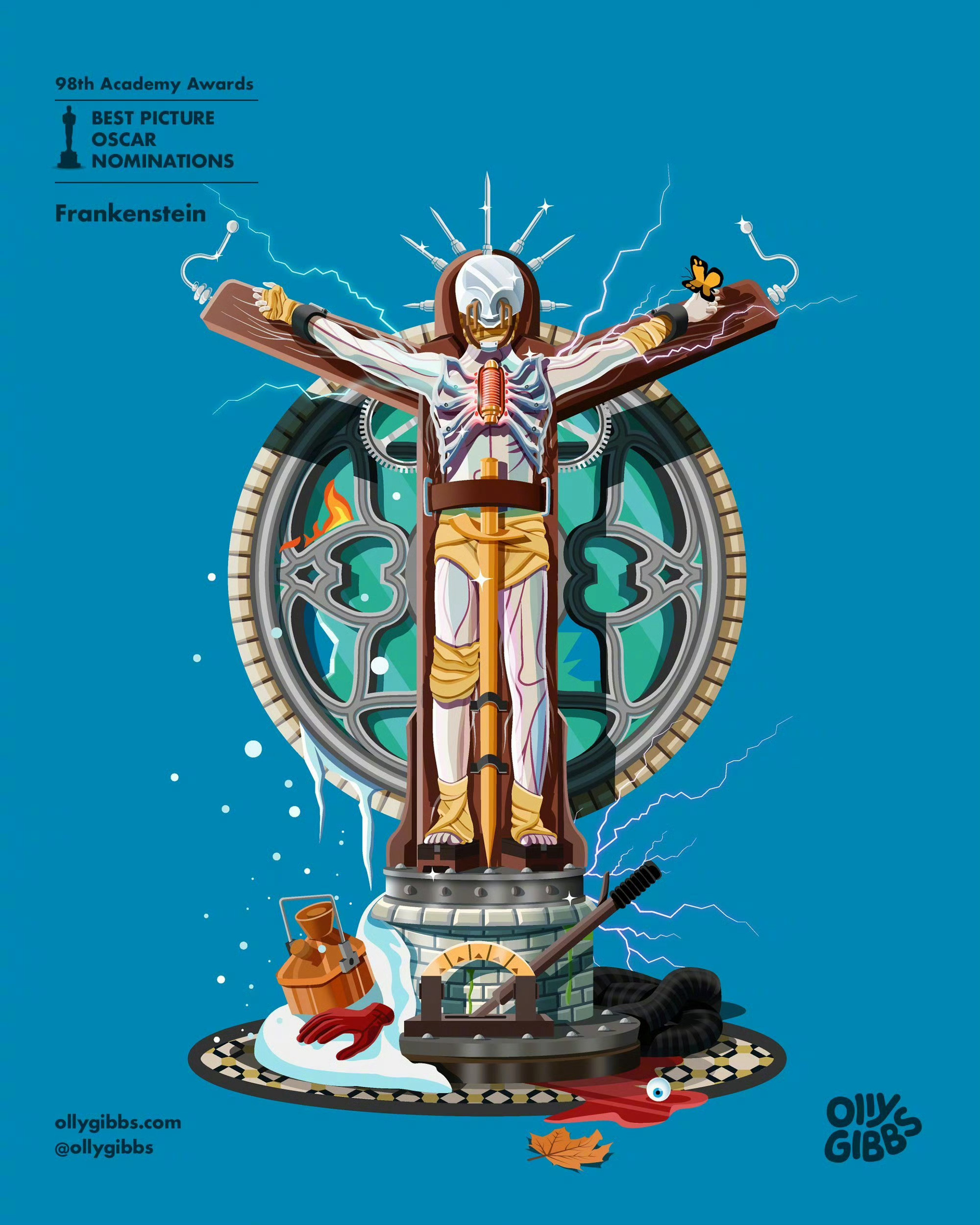 一年一度！艺术家Olly Gibbs为本届奥斯卡奖最佳影片入围10部电影绘制的艺