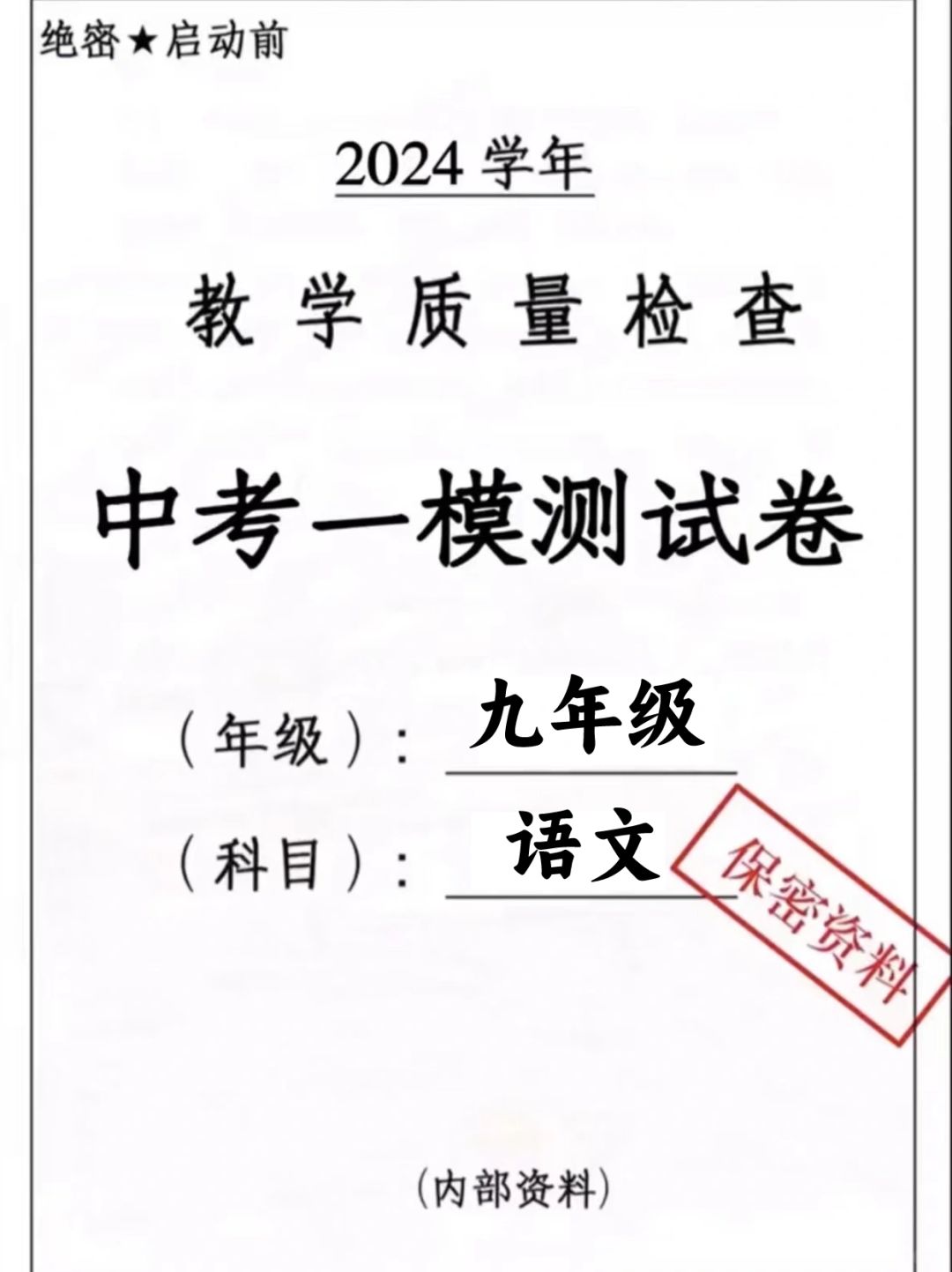 中考语文一模真题测试卷💯