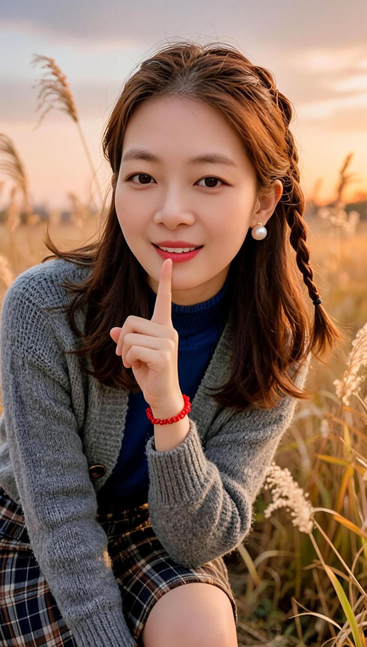 AI落日田园写真 少女写真 甜系女孩 穿搭优雅气质女神