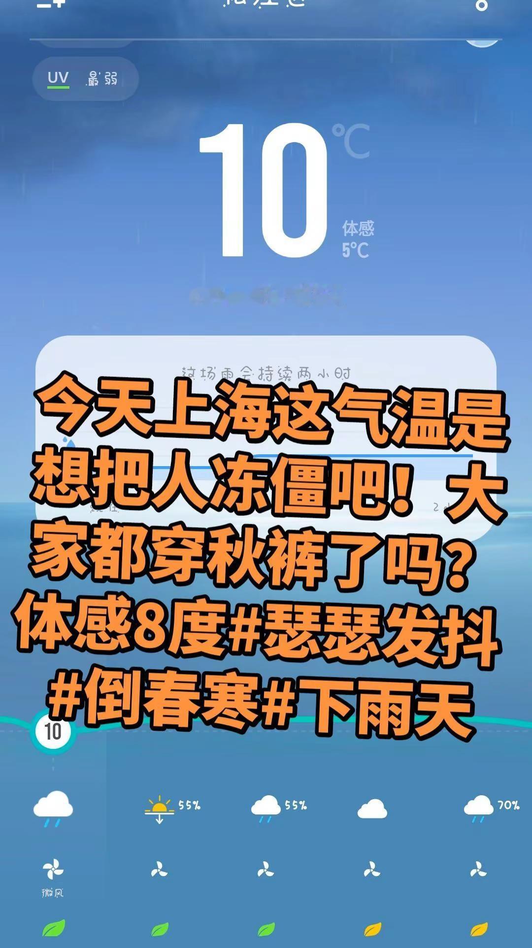 好冷啊，今天上海这气温是想把人冻僵吧！大家都穿秋裤了吗？体感8度瑟瑟发抖
