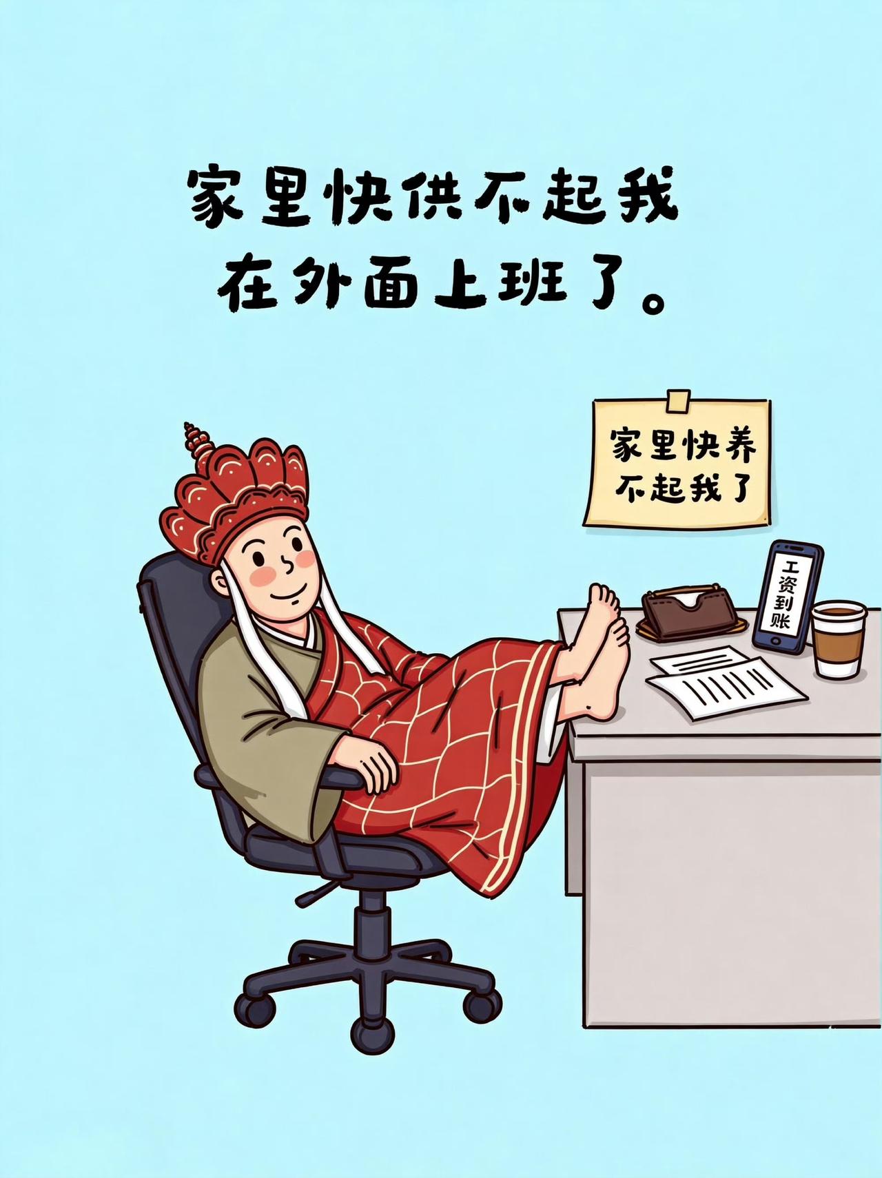 假如唐僧穿越到现代上班，嘴毒又通透，人间清醒直接拉满。
 
家里快供不起，老老实