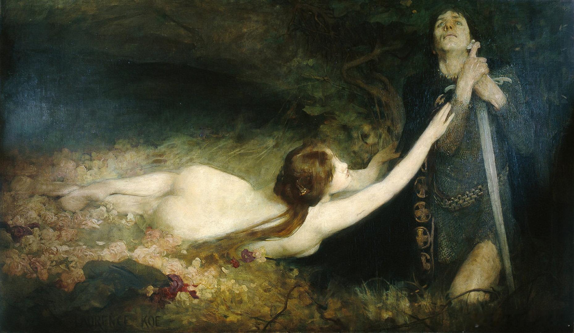 西洋历史文化鱼缸 英国画家Lawrence Koe的作品《维纳斯与唐怀瑟》，取材