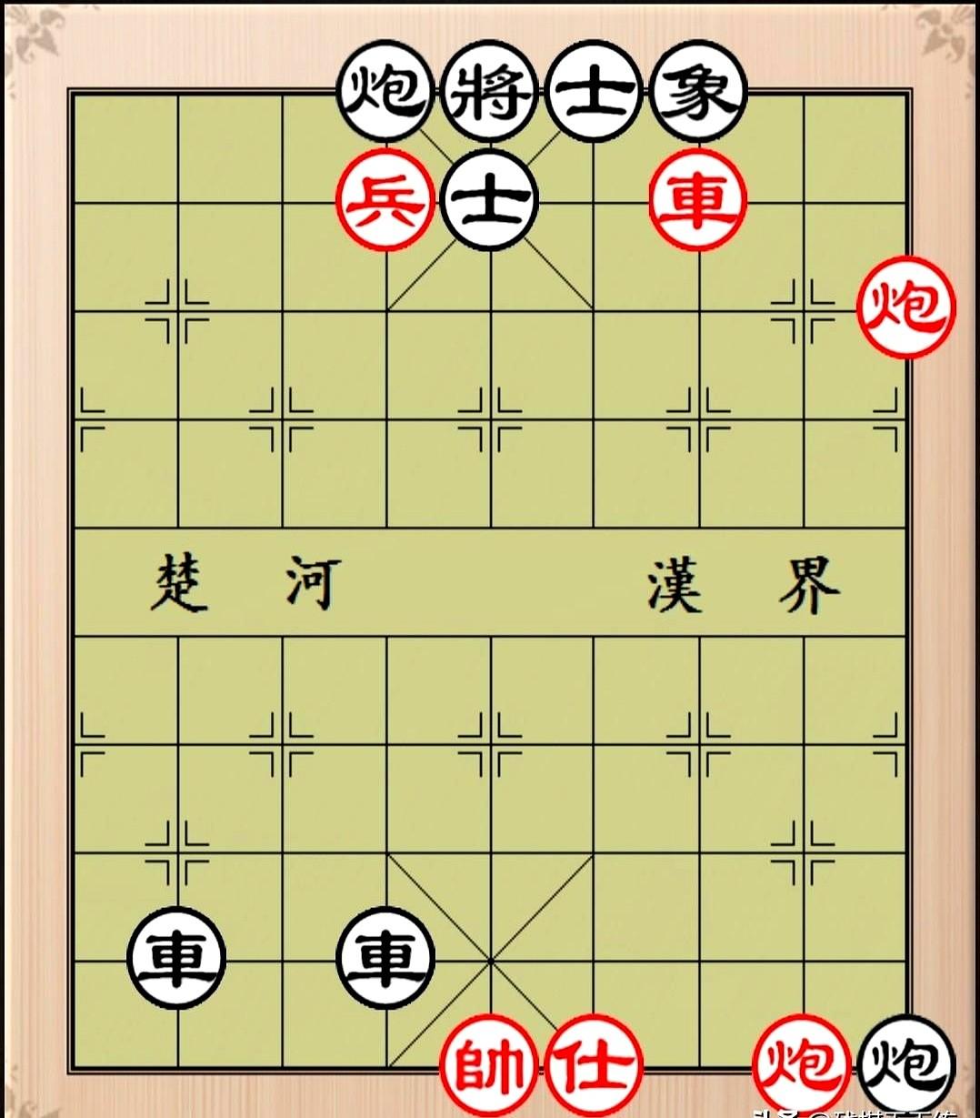 公园棋盘，老少对弈，
老陈的棋子都快给吃光了，他自己都耷拉着脑袋准备推子认输。
